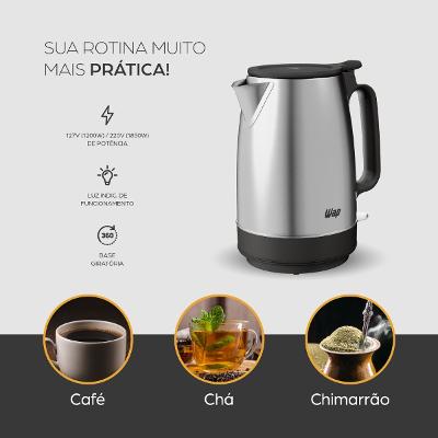 Chaleira Elétrica Wap WCE2 Portátil Aço Inox 1,7 Litros de Capacidade 127V