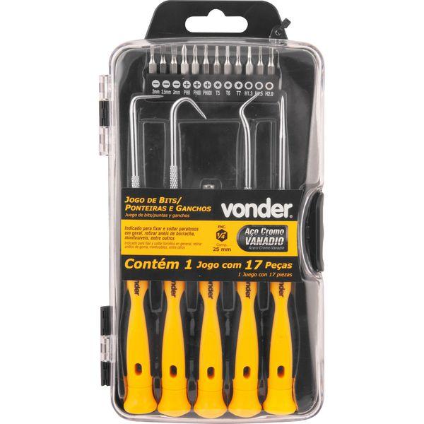 Bits/Ponteira + Ganchos com 17 peças Vonder - 1