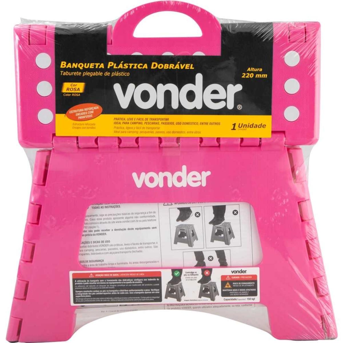 Banqueta Plástica Dobrável Rosa 220mm Vonder - 2