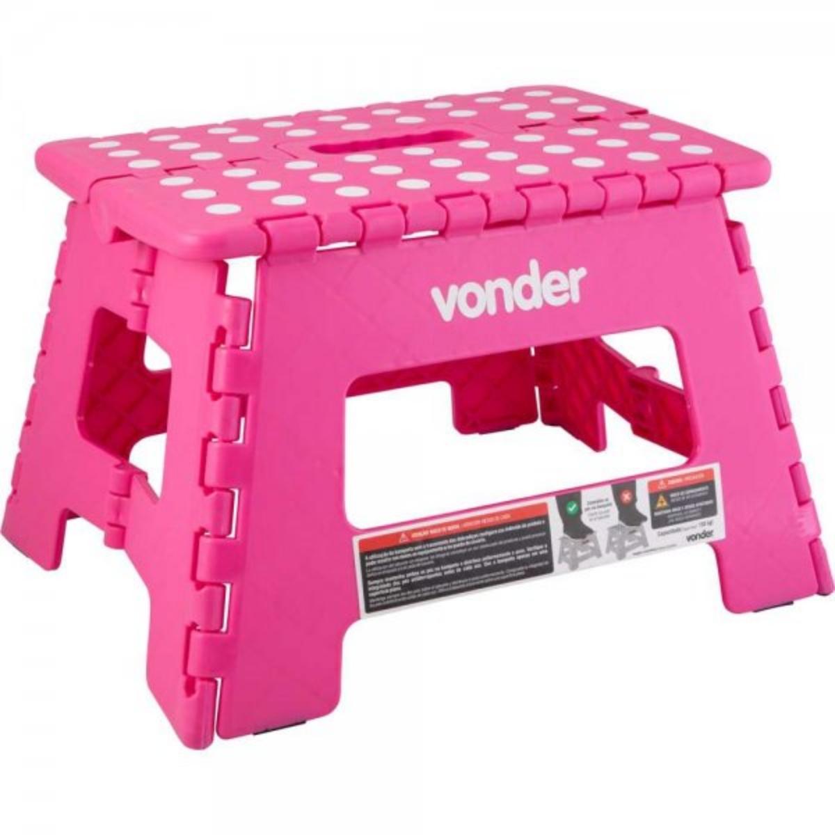 Banqueta Plástica Dobrável Rosa 220mm Vonder - 1