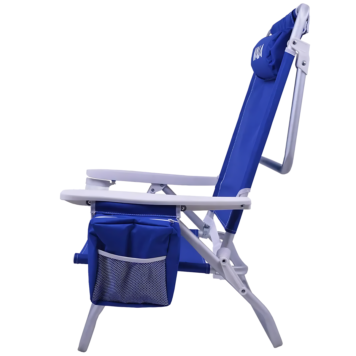 Cadeira de Praia Reclinável 5 Posições Kala Alumínio Poliéster Azul Bolsa Térmica Porta-Objetos - 5