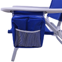 Cadeira de Praia Reclinável 5 Posições Kala Alumínio Poliéster Azul Bolsa Térmica Porta-Objetos - 6