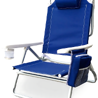 Cadeira de Praia Reclinável 5 Posições Kala Alumínio Poliéster Azul Bolsa Térmica Porta-Objetos - 7