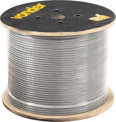 Cabo de aço af 3/8" alma de fibra 6x25f galv c/ 100m Vonder