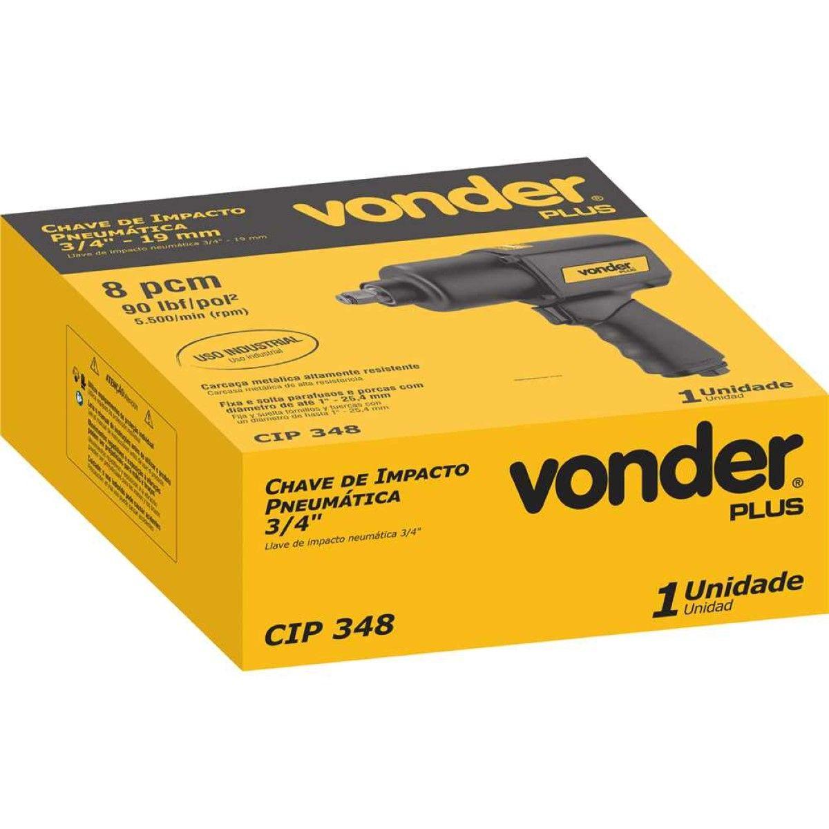 Chave Impacto Pneumática 3/4'' 207,5kgf CIP348 Vonder Plus - 3