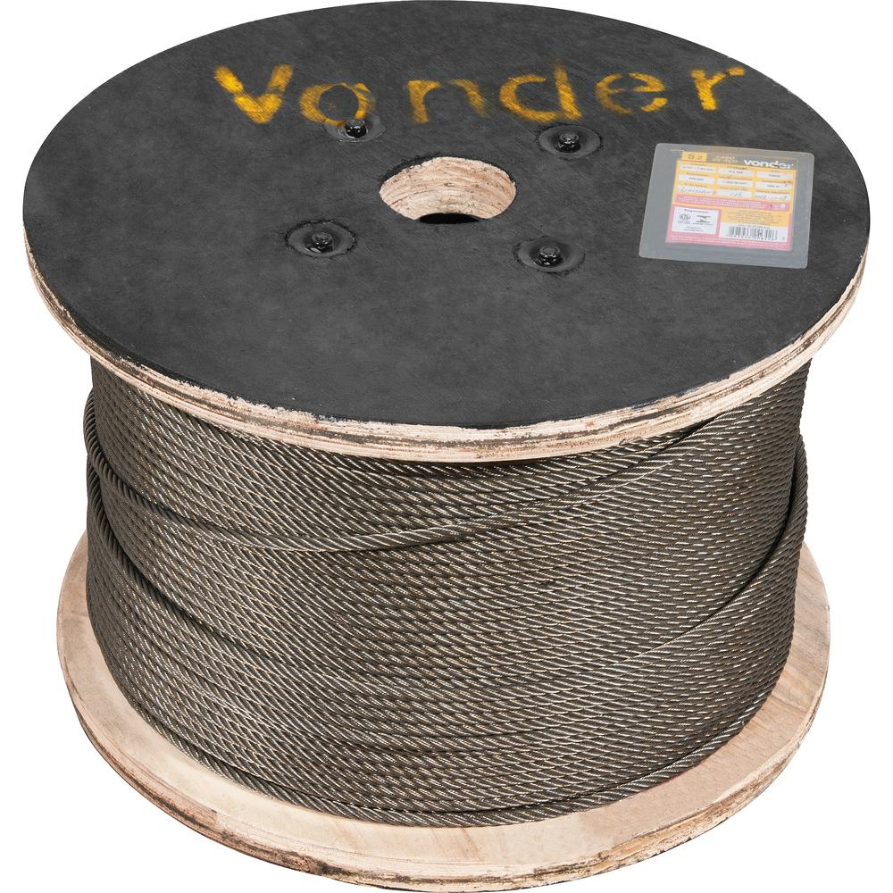 Cabo de Aço Polido AF 9,53mm 3/8" 6X19S com 500m Vonder - 2