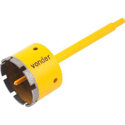 Serra copo diamantada 80mm com haste e pino guia  - Vonder