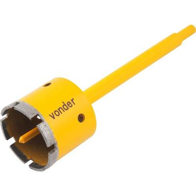 Serra copo diamantada 65mm com haste e pino guia  - Vonder