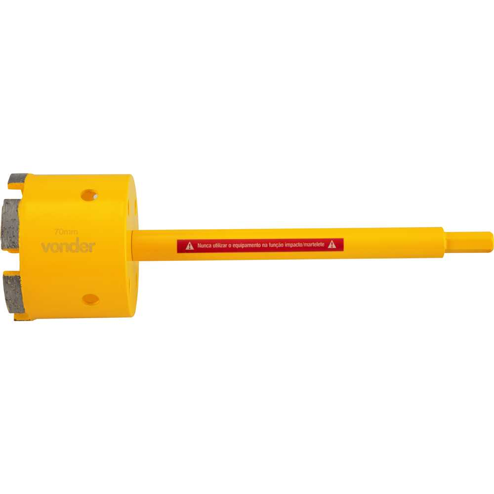 Serra copo diamantada 70mm com haste para alvenaria Vonder - 1