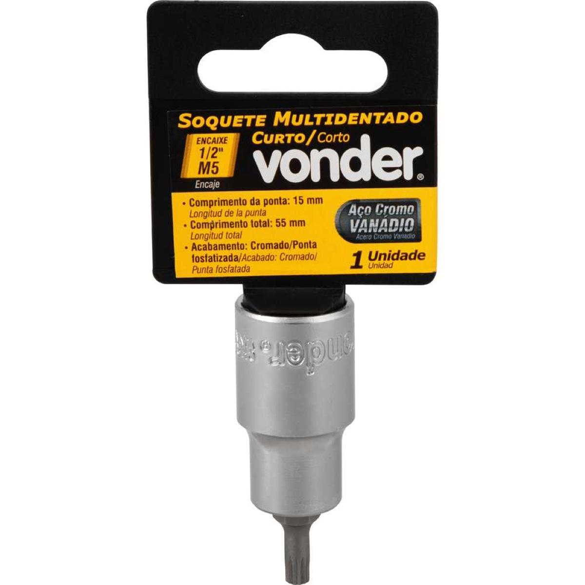 Soquete Multidentado Encaixe 1/2'' 5mm Curto CRV Vonder - 2