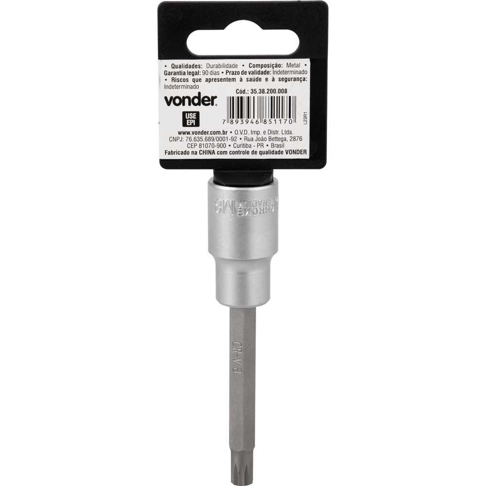 Soquete Multidentado Encaixe 1/2'' 8mm Longo CRV Vonder - 1