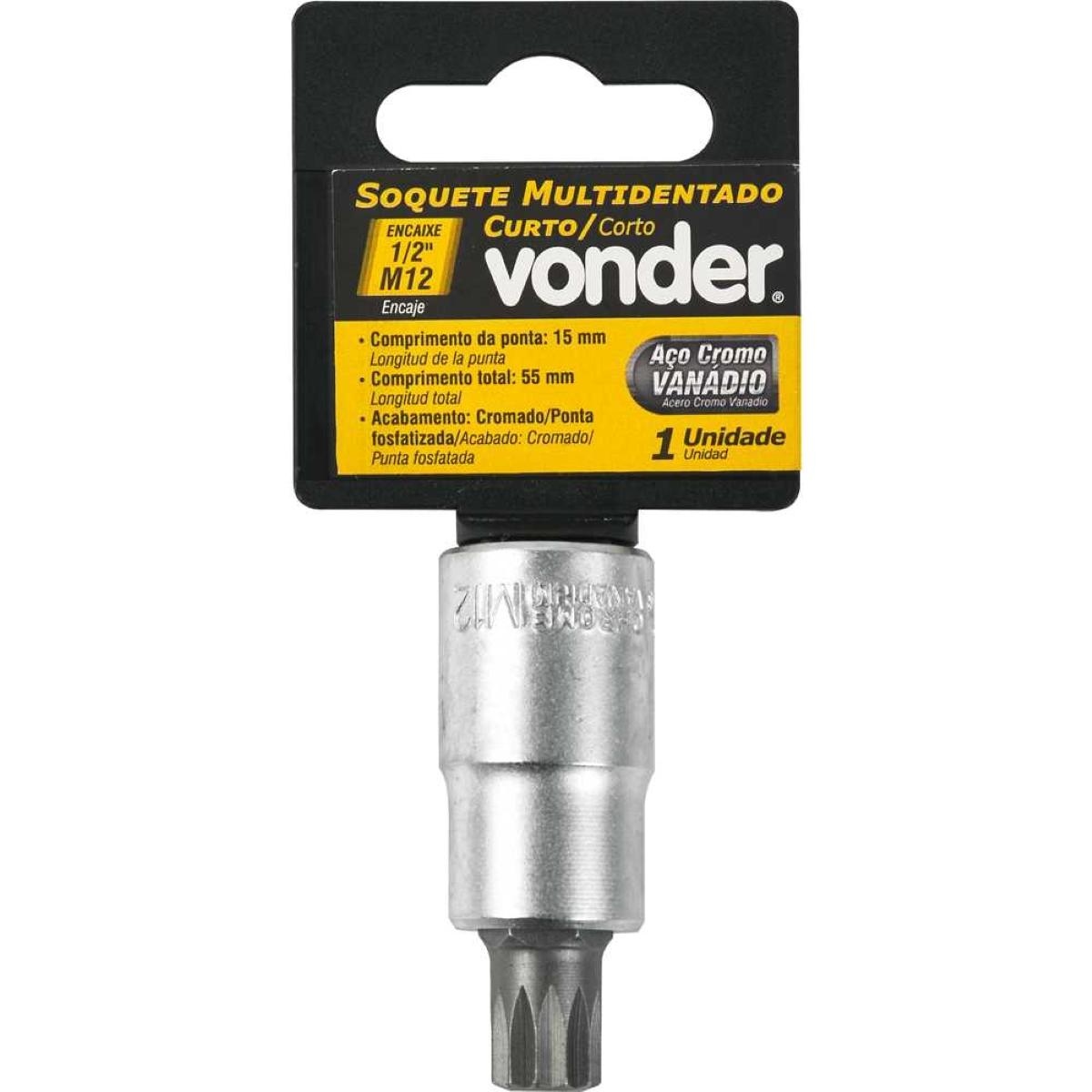 Soquete Multidentado Encaixe 1/2'' 12mm Curto CRV Vonder - 2
