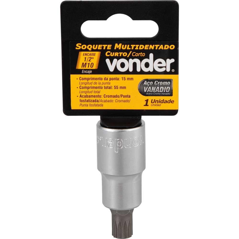 Soquete Multidentado Encaixe 1/2'' M10 15mm Curto CRV Vonder - 2
