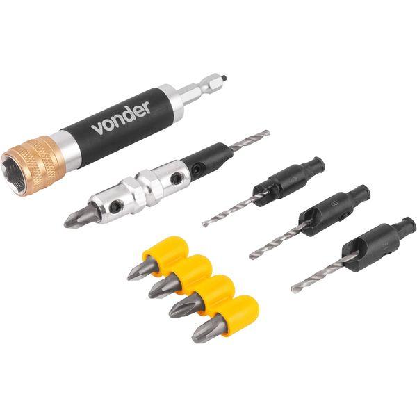 Jogo Bits/Ponteira Escariadores c/ 11 peças Enc 1/4 Vonder - 2