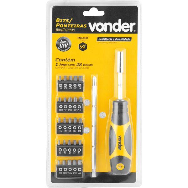 Jogo Bits/Ponteira Crv com 28 peças Enc 1/4 Vonder - 1