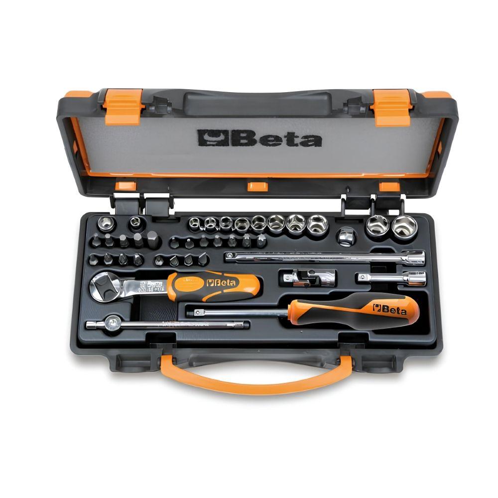 Jogo de Soquetes Sextavados 1/4'' com 39 Peças Catraca Reversível e Estojo Metálico 900/C11 Beta - 1