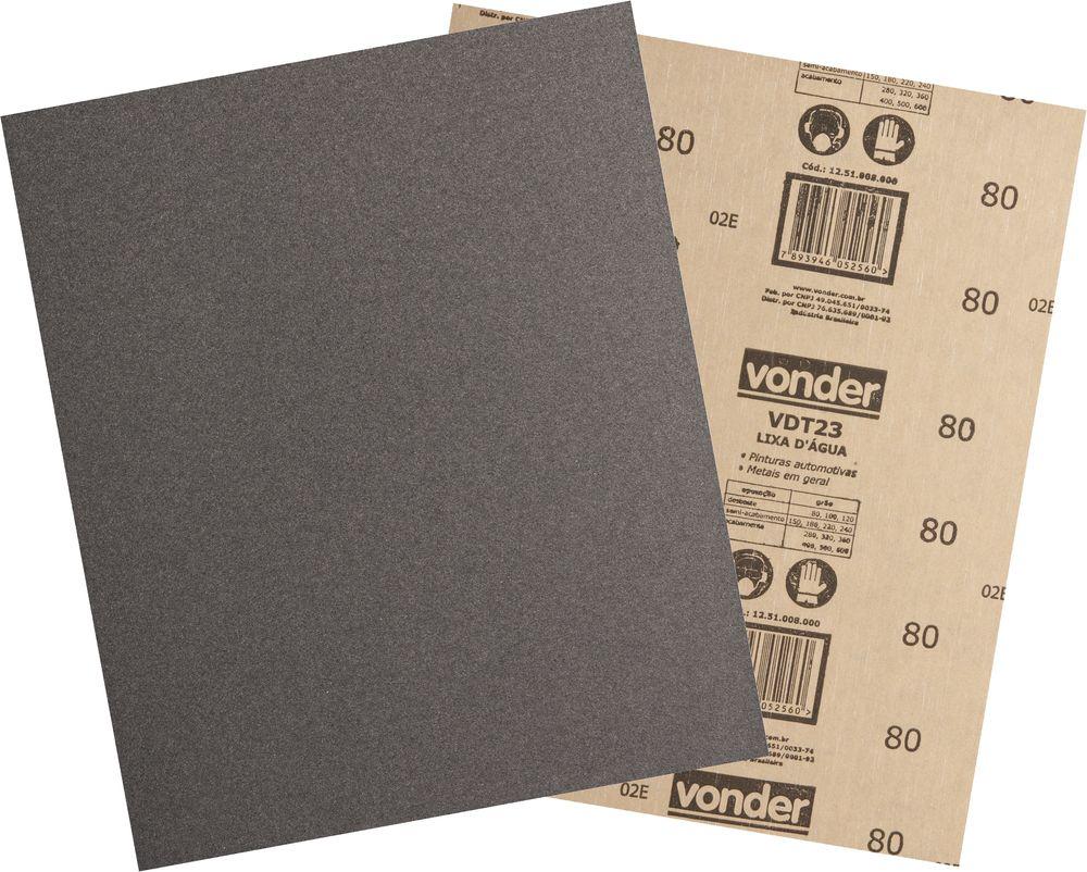 Lixa Folha D'agua G80 225x275mm vdt-23 com 50 peças Vonder - 1