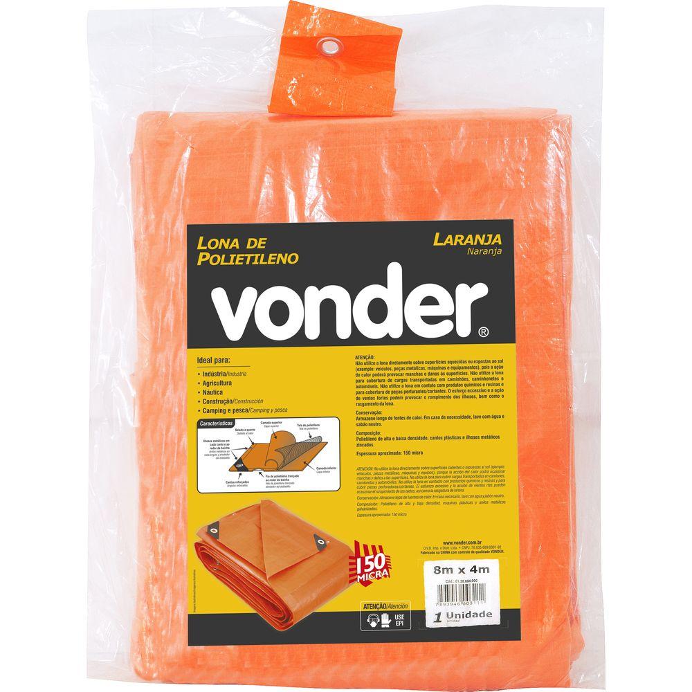 Lona polietileno 8x4m laranja 150 micras média Vonder - 1