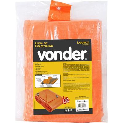 Lona polietileno 8x4m laranja 150 micras média - Vonder
