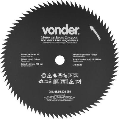 Lâmina Circular p/ Roçadeira s/ Videa 255x20,0x80 Vonder