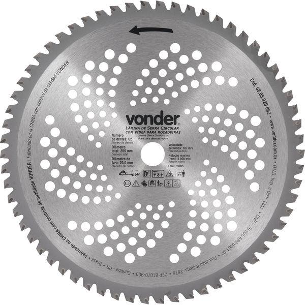 Lâmina Circular p/ Roçadeira c/ Videa 255x20,0x62 Vonder - 1