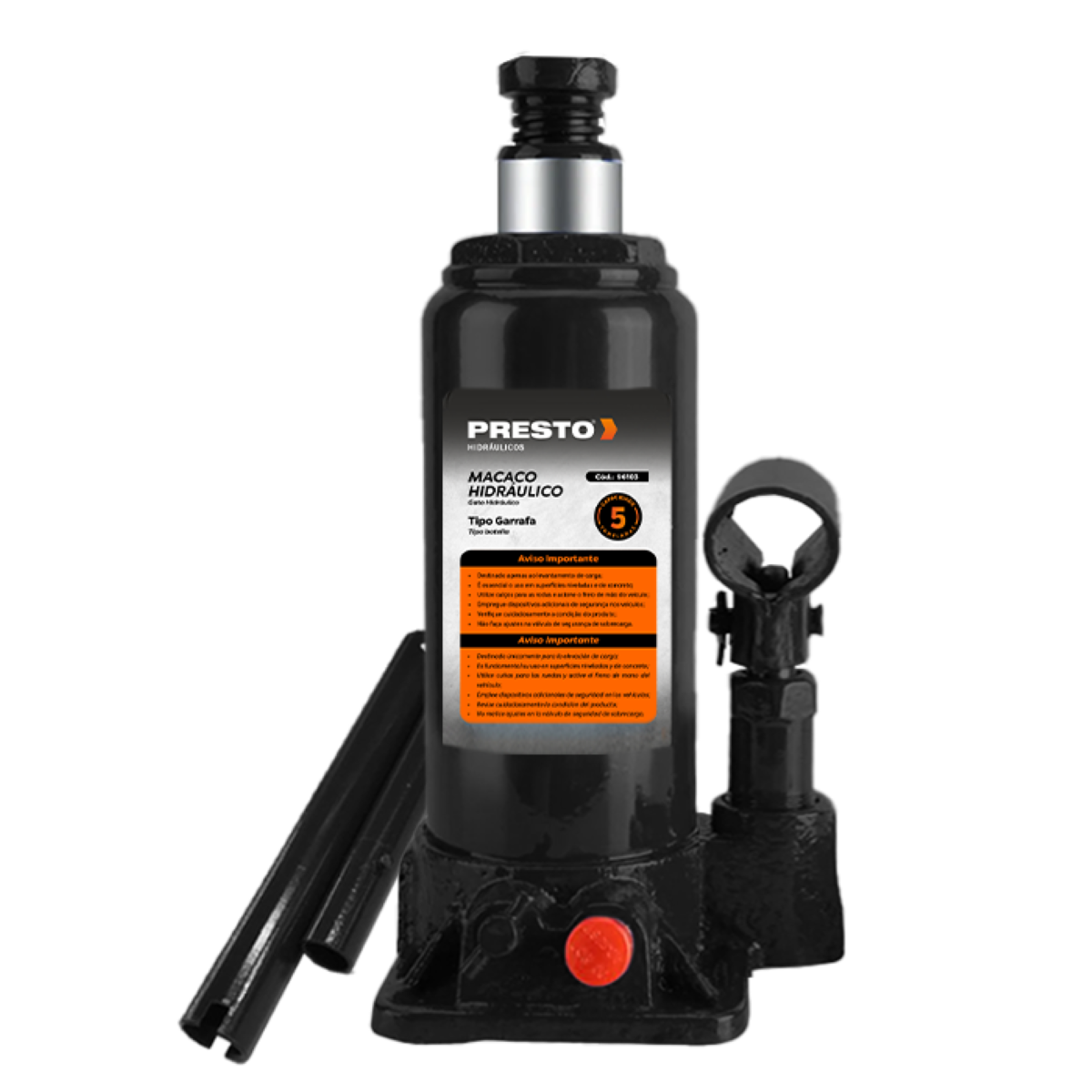 Macaco Hidráulico Garrafa 5 Toneladas Presto - 2