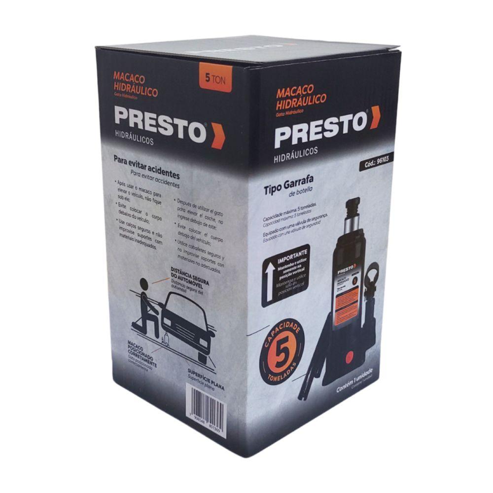 Macaco Hidráulico Garrafa 5 Toneladas Presto - 5