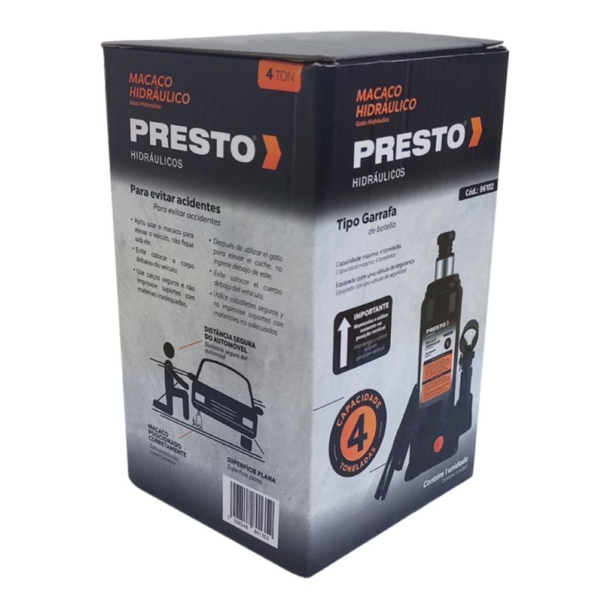 Macaco Hidráulico Garrafa 4 Toneladas Presto - 5