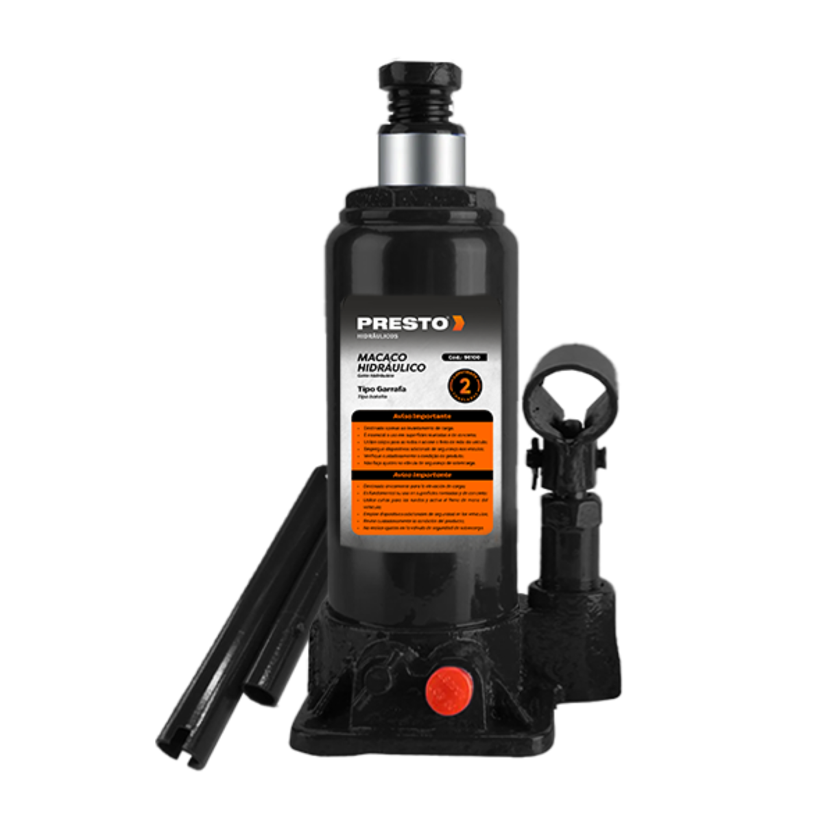 Macaco Hidráulico Garrafa 2 Toneladas Presto - 1