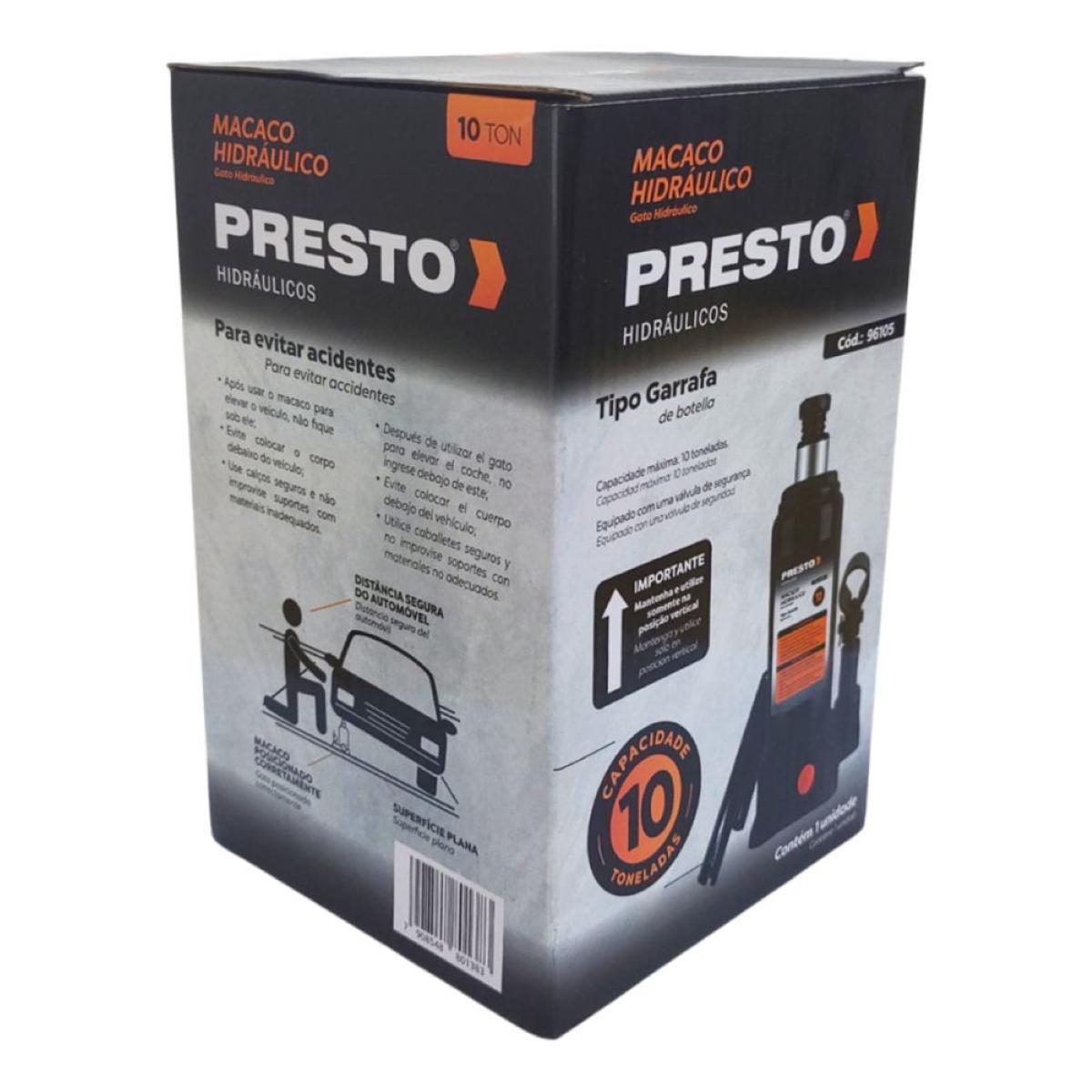 Macaco Hidráulico Garrafa 10 Toneladas Presto - 5