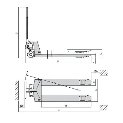 Paleteira Carro Hidráulico 3000Kg 685X1150 mm Roda Duplo Nylon TP3300 Bovenau