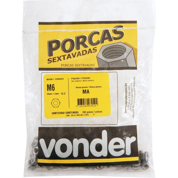 Porca sextavado M10 ma polido pacote com 100 Vonder - 3