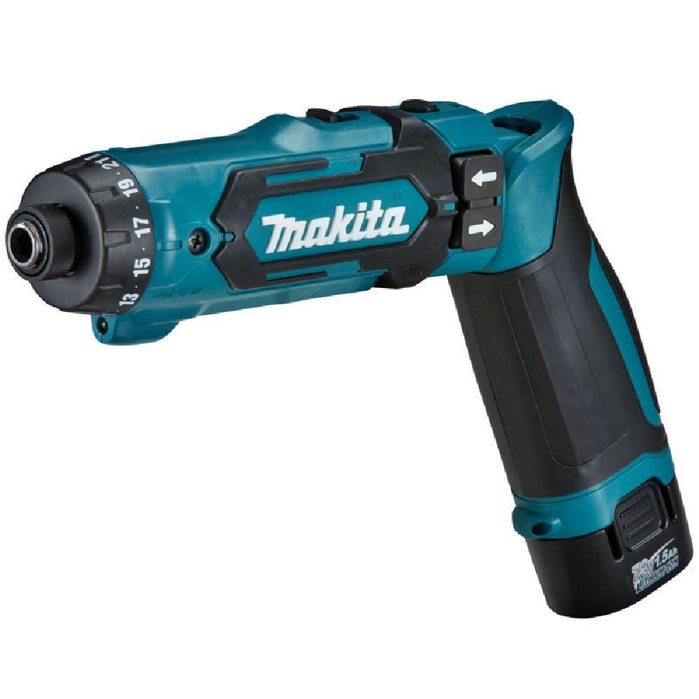 Parafusadeira Furadeira 5mm Bateria 7.2V com Bateria Carregador Kit Bit Maleta Metal DF012DSE Makita - 2