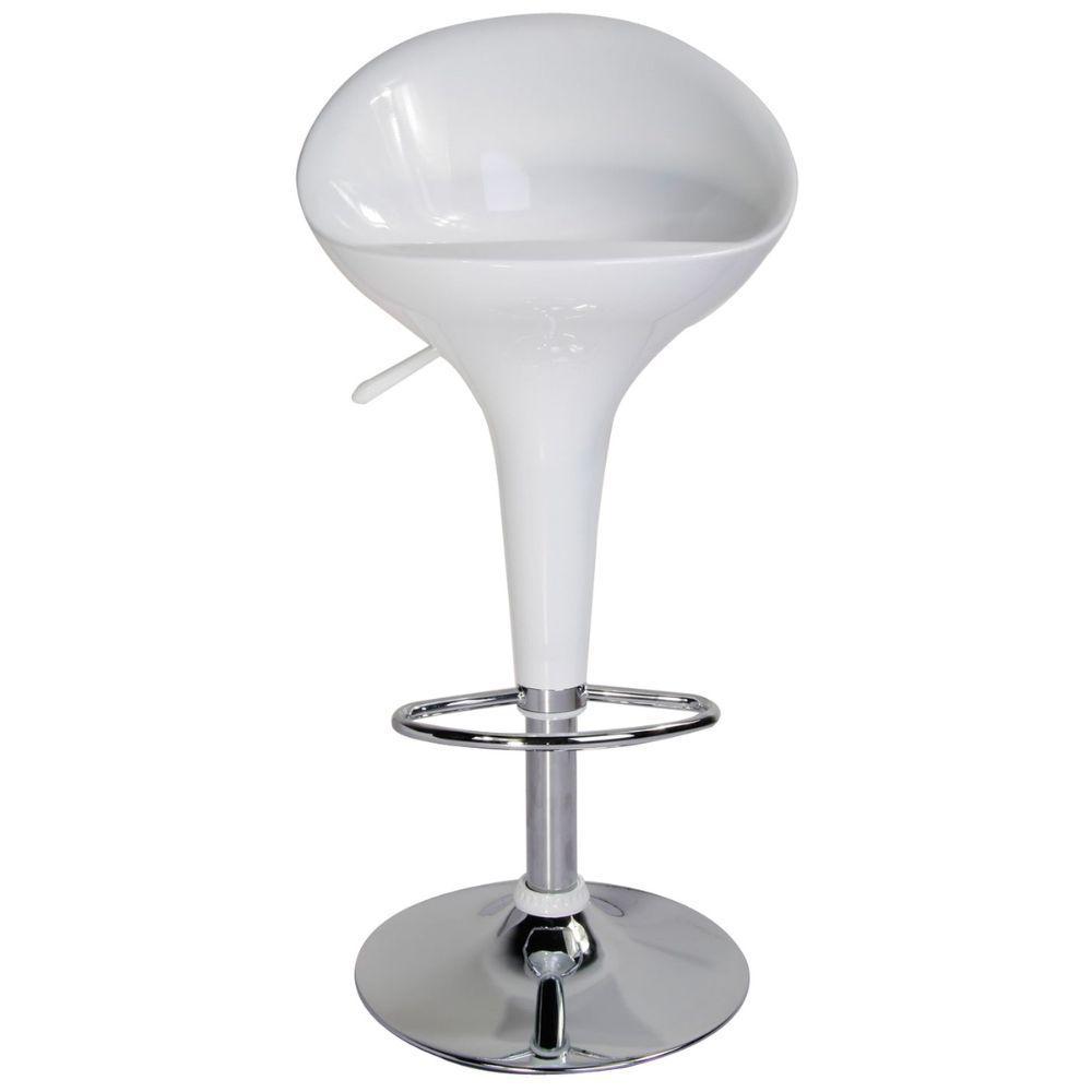 Banqueta Bar Em Abs Base Aço Cromado Encosto Alto Branca Kala - 1