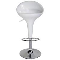 Banqueta Bar Em Abs Base Aço Cromado Encosto Alto Branca Kala - 1