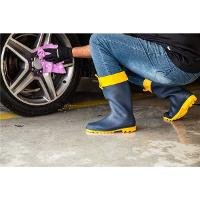 Bota PVC 41/42 Azul/Amarela Cano Médio Sem Forro Vonder - 10