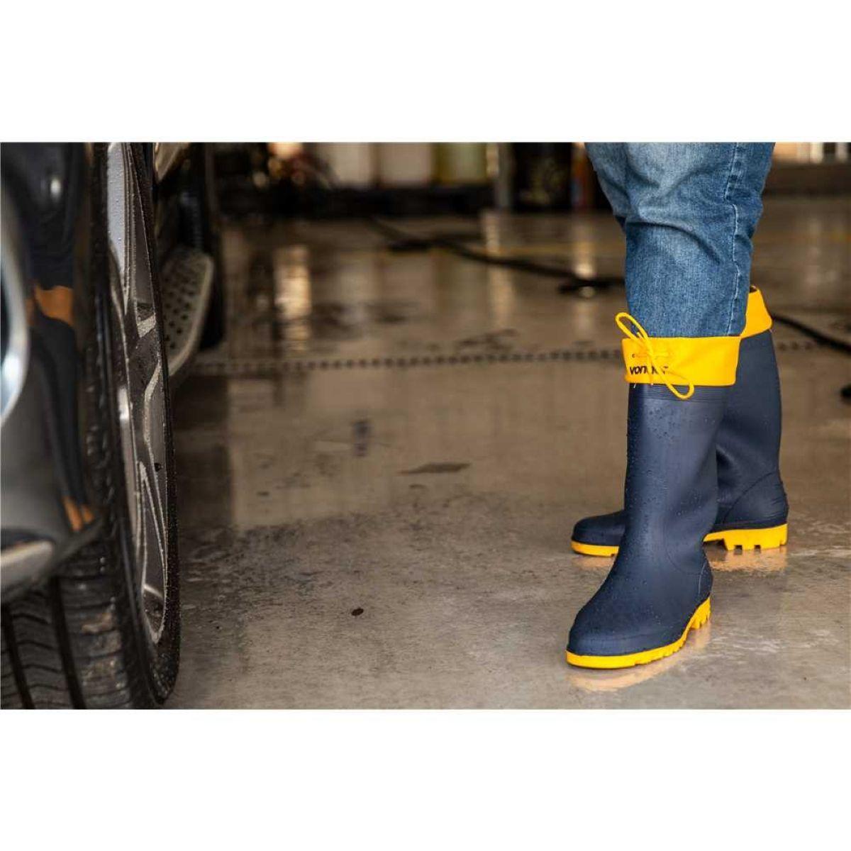 Bota PVC 39/40 Azul/Amarela Cano Médio Com Forro Vonder - 8