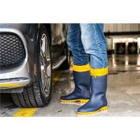 Bota PVC 41/42 Azul/Amarela Cano Médio Com Forro Vonder - 6