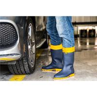 Bota PVC 43/44 Azul/Amarela Cano Médio Sem Forro Vonder - 6