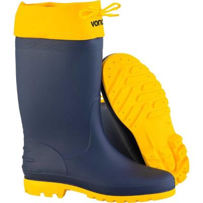 Bota PVC 35/36 Azul/Amarela Cano Médio Sem Forro Vonder