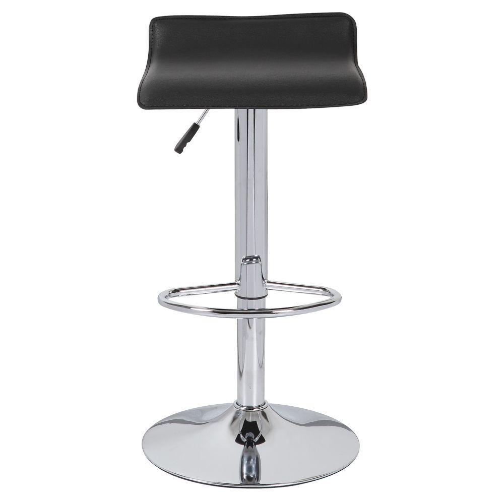 Banqueta Bar Estofada Sintético Base Aço Cromado Sem Encosto Preta Kala - 1