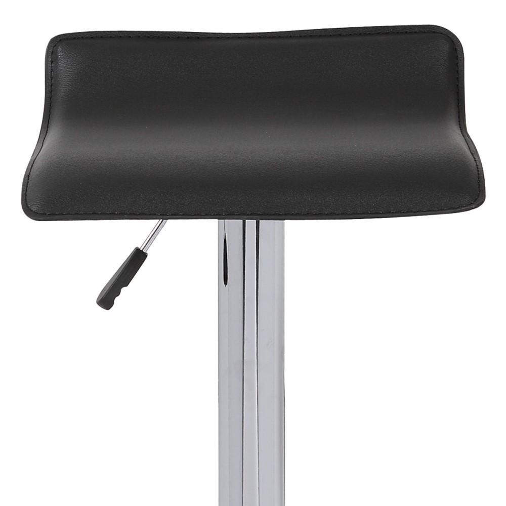 Banqueta Bar Estofada Sintético Base Aço Cromado Sem Encosto Preta Kala - 3