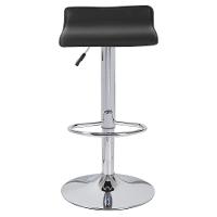 Banqueta Bar Estofada Sintético Base Aço Cromado Sem Encosto Preta Kala - 1