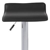 Banqueta Bar Estofada Sintético Base Aço Cromado Sem Encosto Preta Kala - 3