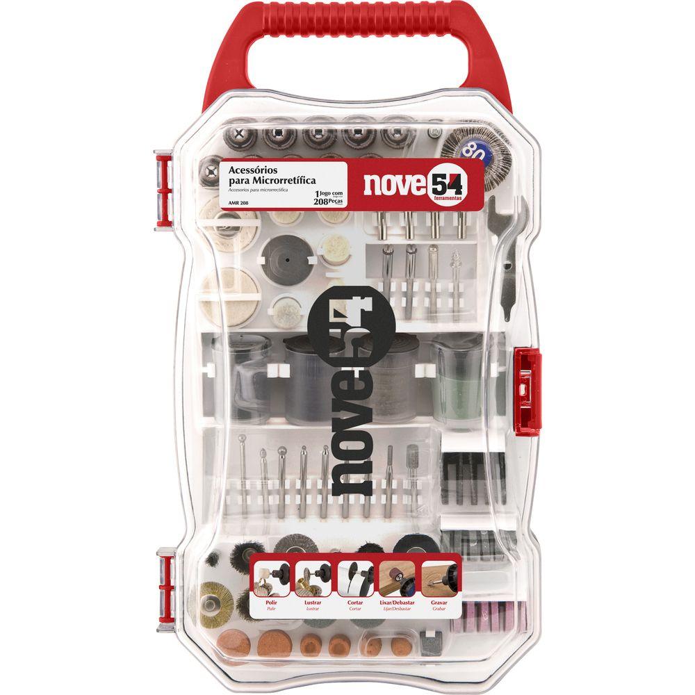 Jogo de acessórios p/ microrretífica c/ 208 pç amr208 Nove54 - 1
