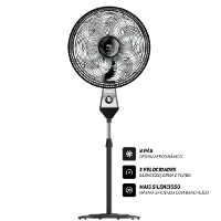 Ventilador de Coluna WAP FLOW TURBO 180W 50cm 8 Pás 3 Velocidades Potente e Econômico 127V - 2