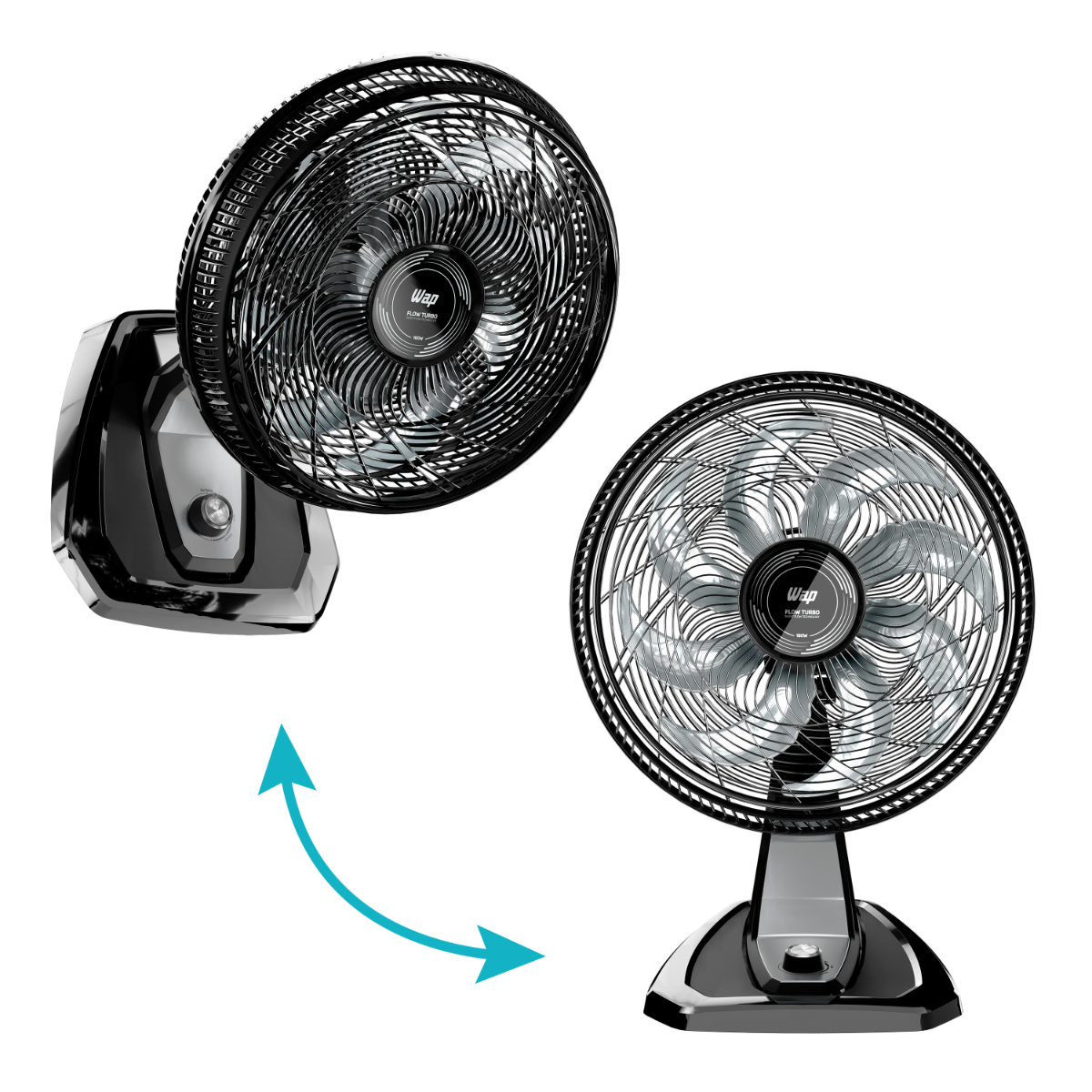 Ventilador 2 em 1 Mesa e Parede 180W 50 cm 8 Pás Potente Silencioso e Econômico com 3 Velocidades WAP FLOW TURBO 127V - 5