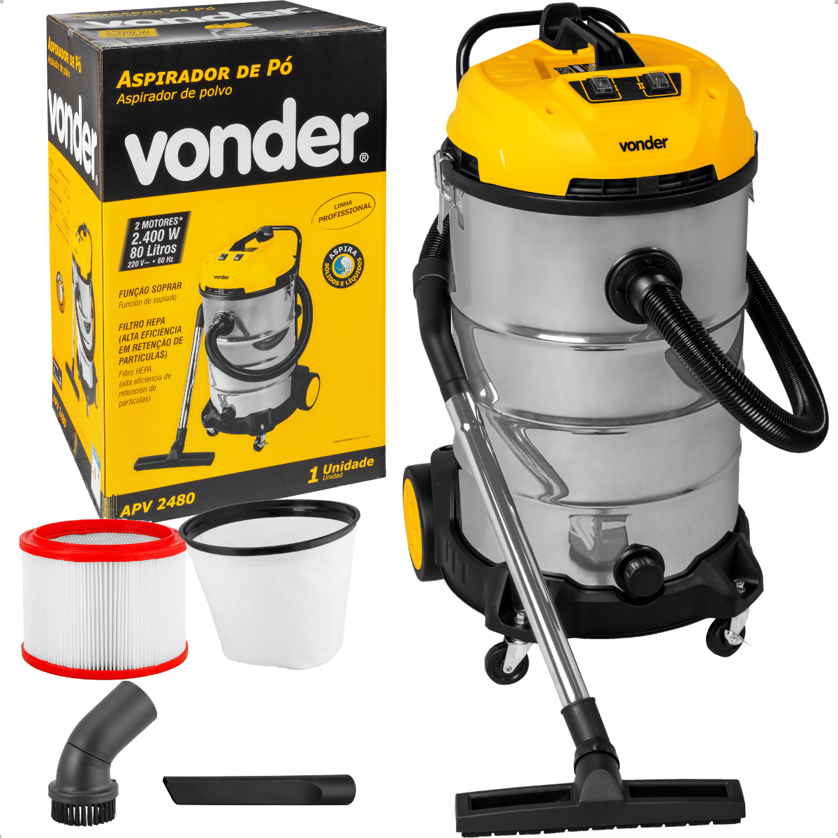Aspirador de Pó e Líquido 2400W 220V APV2480 Vonder - 1