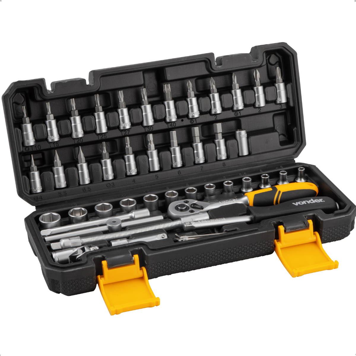 Jogo de Soquetes Sextavados Encaixe 1/4" 46 Peças Vonder - 2