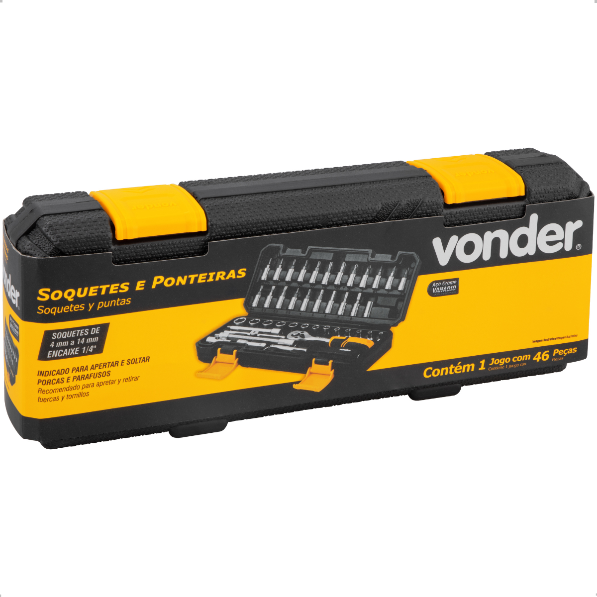 Jogo de Soquetes Sextavados Encaixe 1/4" 46 Peças Vonder - 4